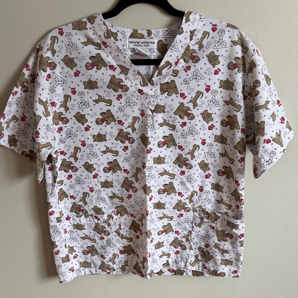 Natural Uniforms Women’s Dog Print Scrub Top Size XS